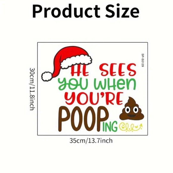 Funny Christmas Santa Holiday Bathroom Decor Toilet Lid Self Adhesive Sticker - Picture 4 of 5